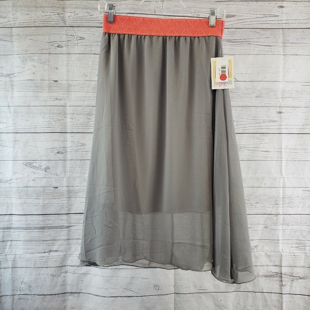 LuLaRoe Womens Lola Skirt Sz XS Gray Coral